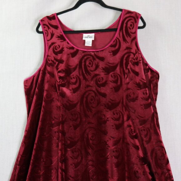 VTG Jalate Maxi Dress Women’s 22/24 Burgundy Velvet Burnout Whimsigoth - Picture 4 of 9